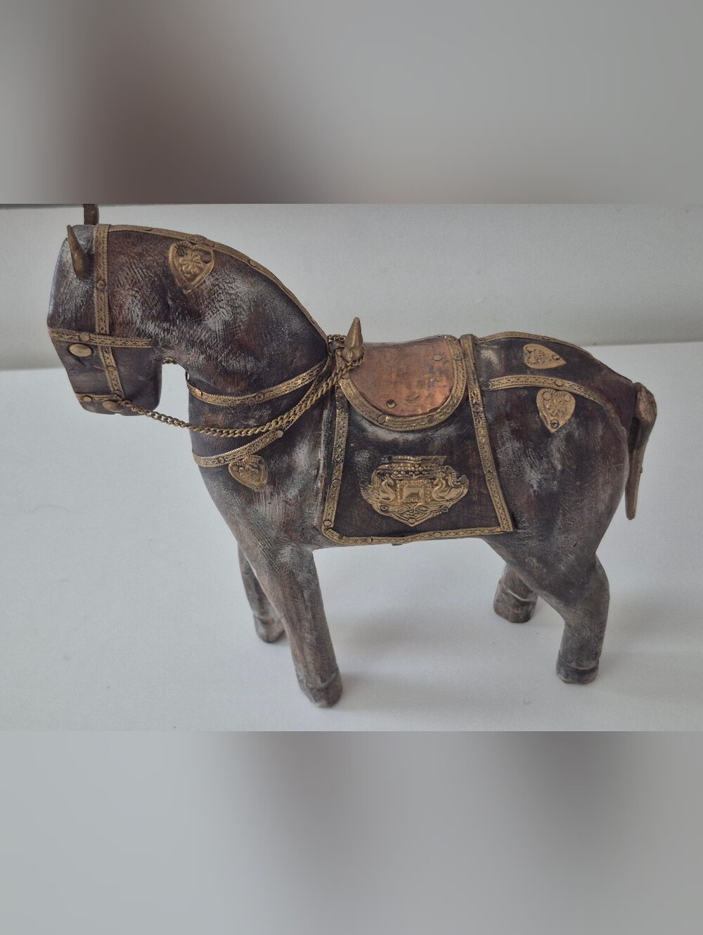 Brown and Gold Decorative Horse Sculpture